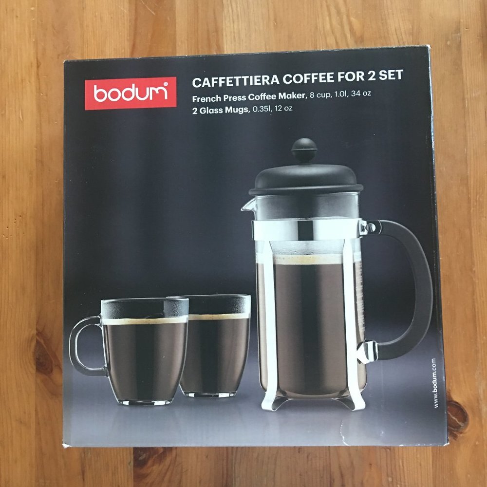 Bodum Cafeteria French Press Coffee Set with 2 Glass Mugs